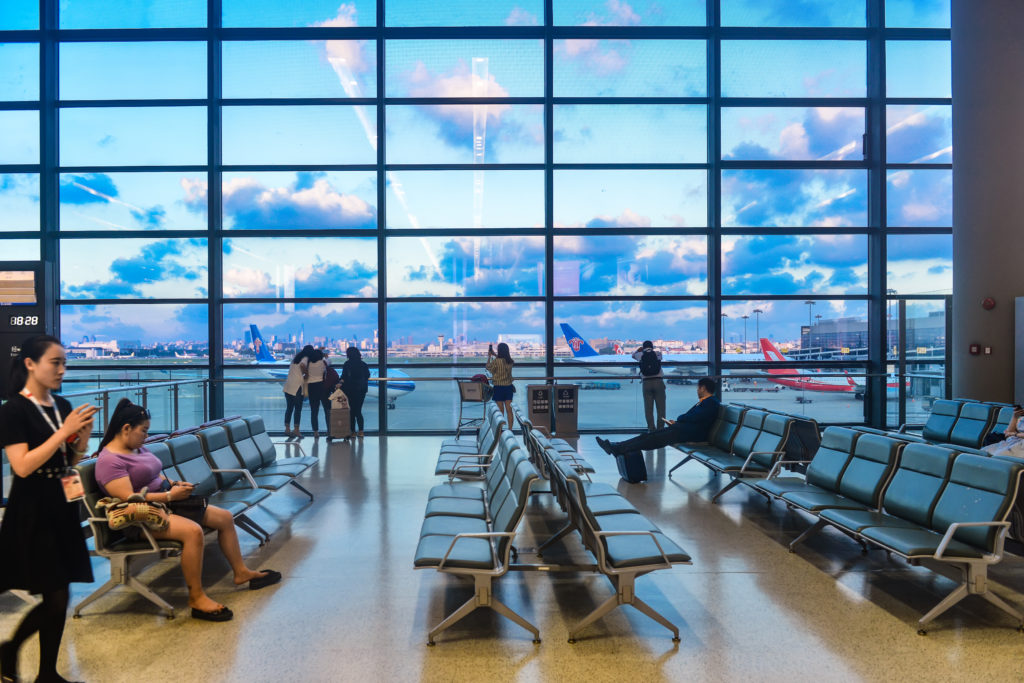 People in an airport terminal