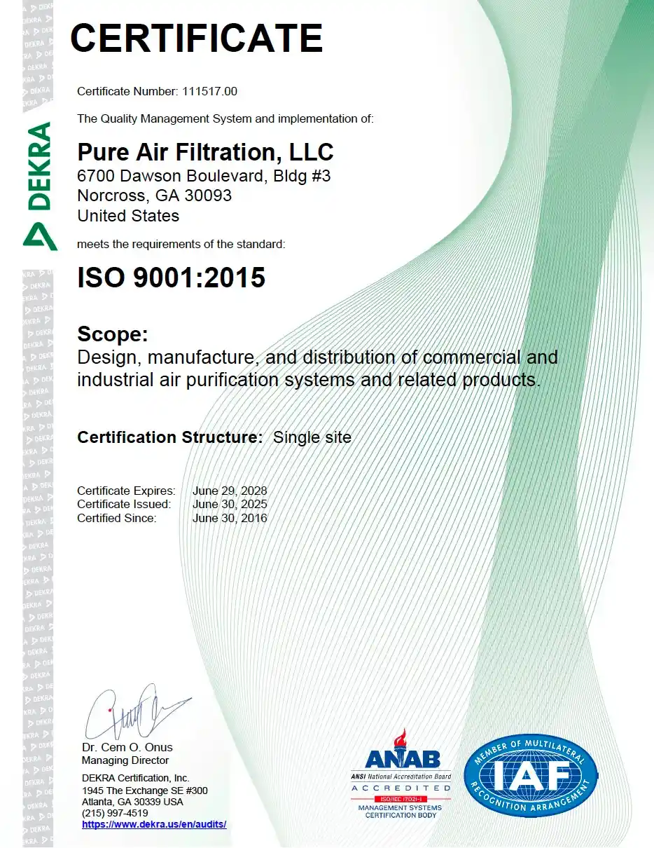 ISO 9001:2015 certificate